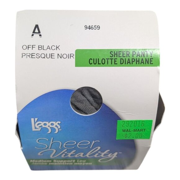 Leggs Sheer Energy Vitality OFF Black Sheer Toe Pantyhose Size A 94659 NIB - Picture 5 of 6